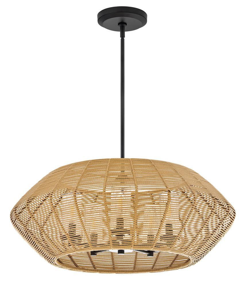 Hinkley Luca Medium Single Tier Chandelier Black 28.0"W x 10.75"H x 28.0"L Camel Shade