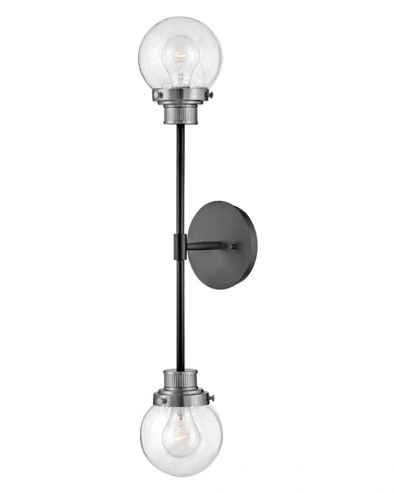 Hinkley Poppy Bathroom Wall Sconce, 2-Light, Steel, 28"H (40692BK-BN 9U69F)