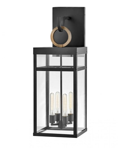 Hinkley Porter LED Outdoor Wall Lantern Aluminum, Gray, Aged Zinc