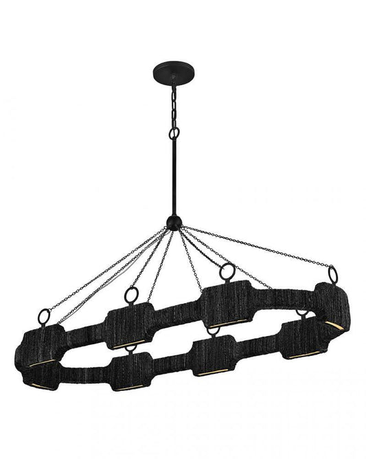 Hinkley Raffi Large LED Linear Chandelier Carbon Black, Deluxe Gold