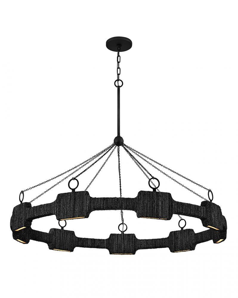 Hinkley Raffi Large LED Single Tier Chandelier Carbon Black, Deluxe Gold