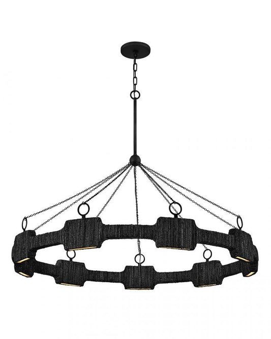 Hinkley Raffi Large LED Single Tier Chandelier Carbon Black, Deluxe Gold