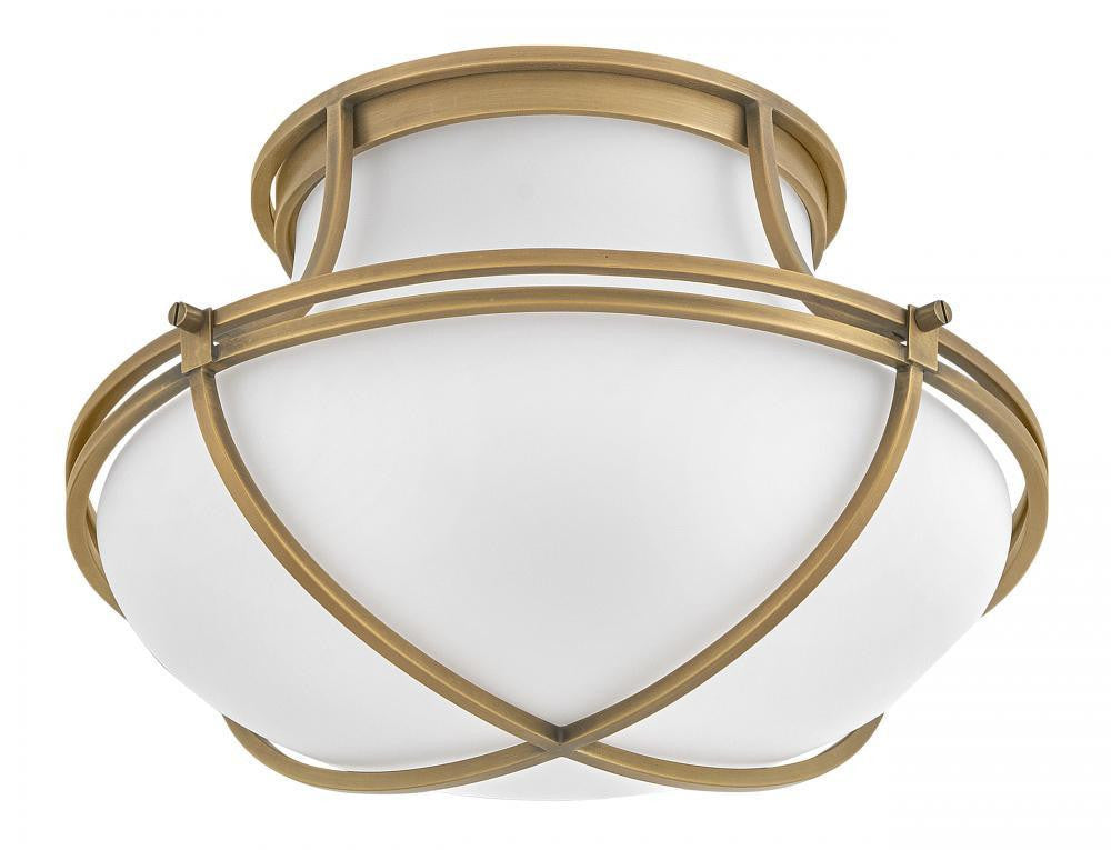 Hinkley Saddler Medium Flush Mount Heritage Brass