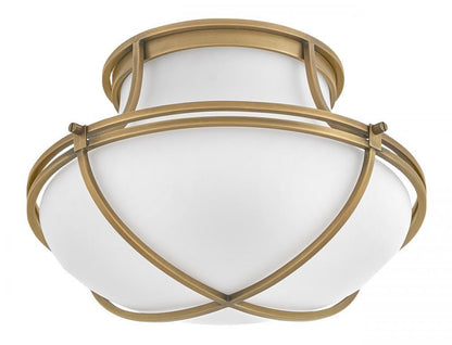 Hinkley Saddler Medium Flush Mount Heritage Brass