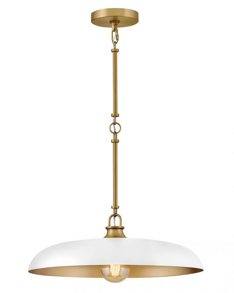 Hinkley Sadie Large Dome Pendant Lacquered Brass, Chalk White