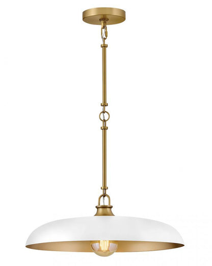 Hinkley Sadie Large Dome Pendant Lacquered Brass, Chalk White