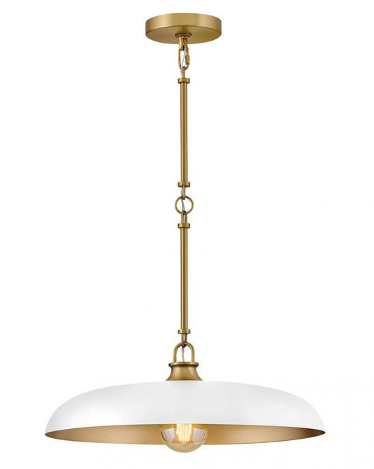 Hinkley Sadie Large Dome Pendant Lacquered Brass, Chalk White