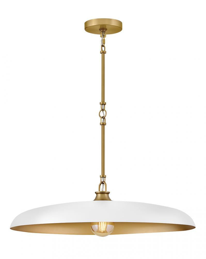 Hinkley Sadie Medium Dome Pendant Lacquered Brass, Chalk White