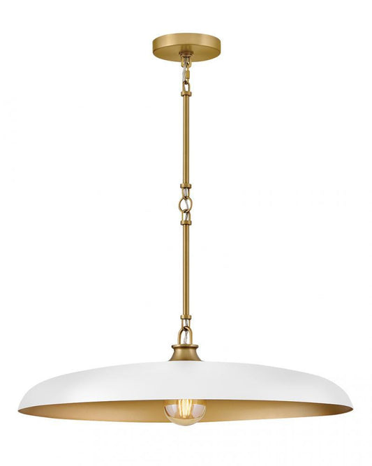 Hinkley Sadie Medium Dome Pendant Lacquered Brass, Chalk White