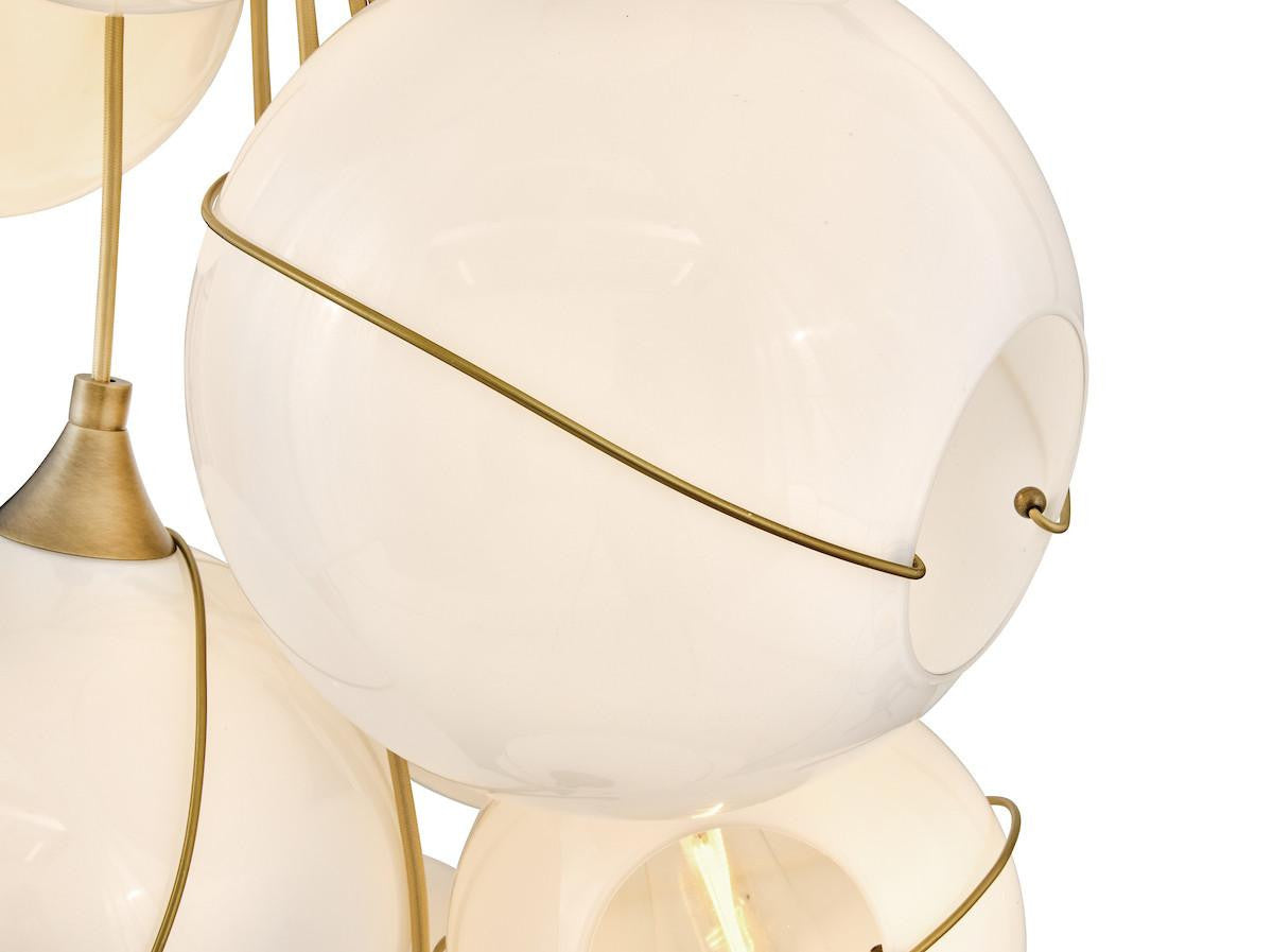 Hinkley Skye Double XL Multi Tier Chandelier Heritage Brass 39.0"W x 125.0"H x 39.0"L Cased Opal Glass