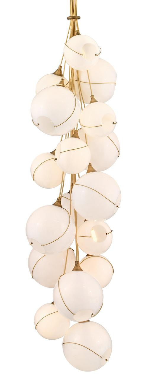Hinkley Skye Double XL Multi Tier Chandelier Heritage Brass 39.0"W x 125.0"H x 39.0"L Cased Opal Glass
