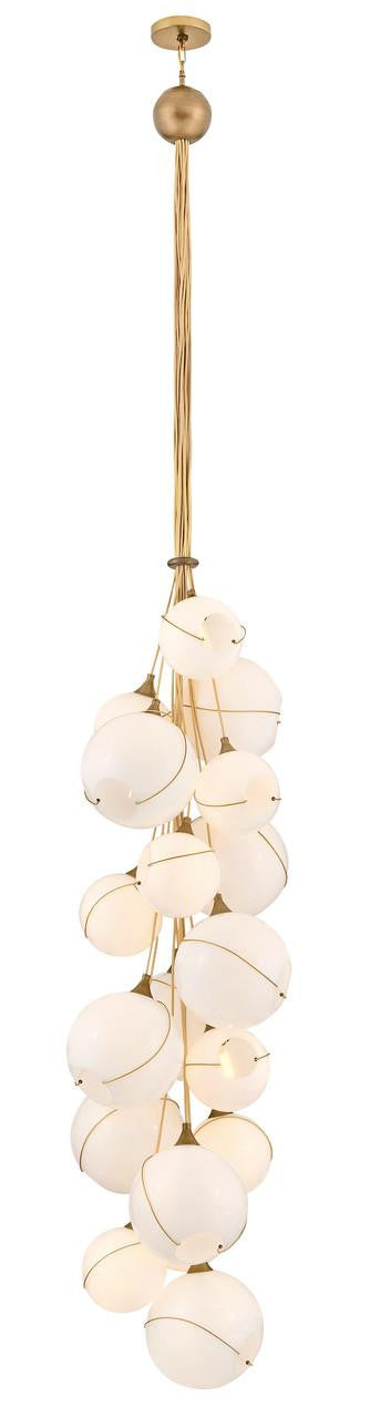 Hinkley Skye Double XL Multi Tier Chandelier Heritage Brass 39.0"W x 125.0"H x 39.0"L Cased Opal Glass