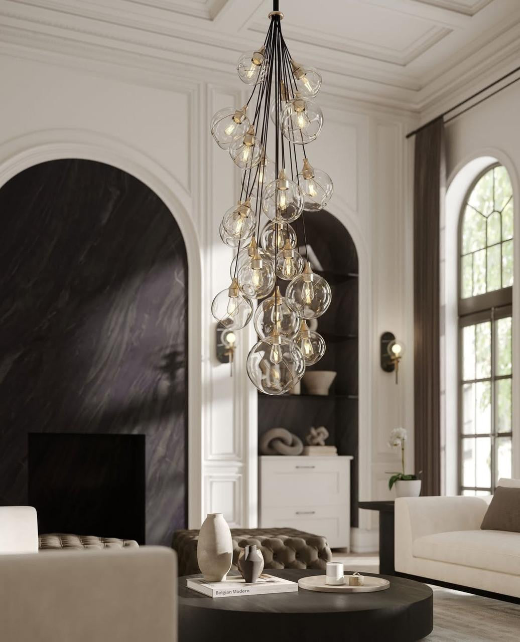 Hinkley Skye Double XL Multi Tier Chandelier Heritage Brass 39.0"W x 125.0"H x 39.0"L Clear Glass