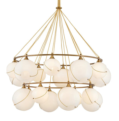 Hinkley Skye Extra Large Two Tier Chandelier Heritage Brass Cased Opal