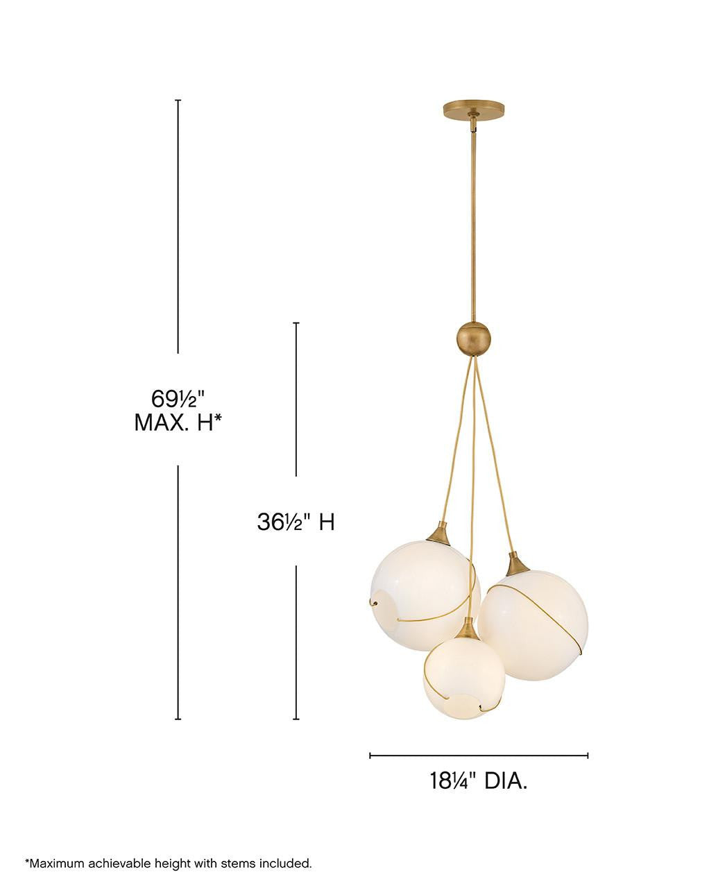 Hinkley Skye Globe Pendant Heritage Brass Cased Opal
