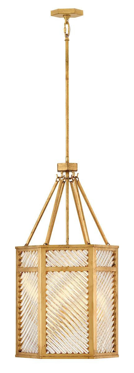Hinkley Sura Large Drum Pendant Distressed Brass