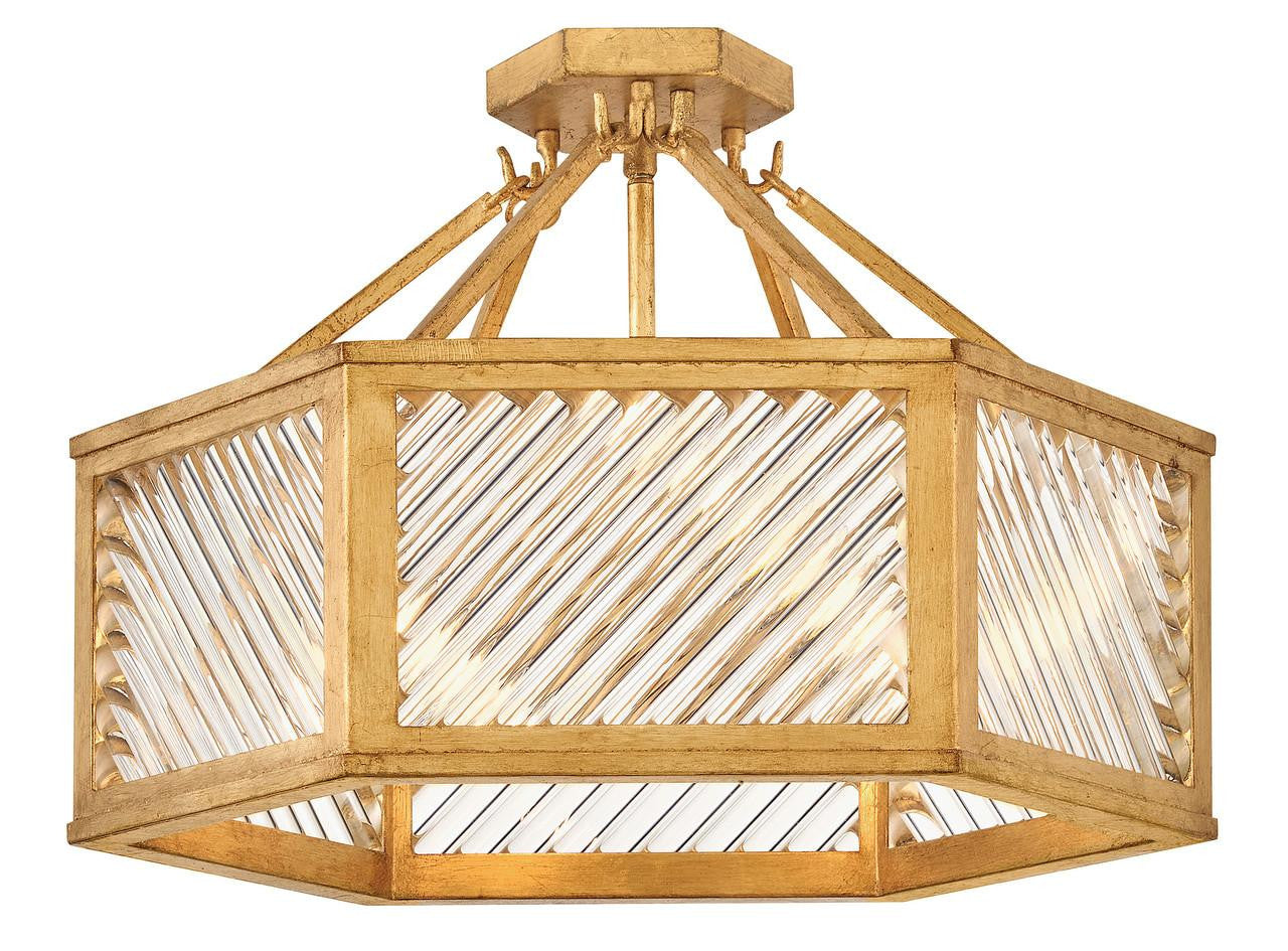 Hinkley Sura Medium Semi-Flush Mount Distressed Brass
