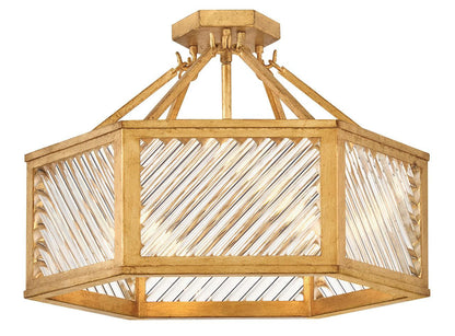 Hinkley Sura Medium Semi-Flush Mount Distressed Brass