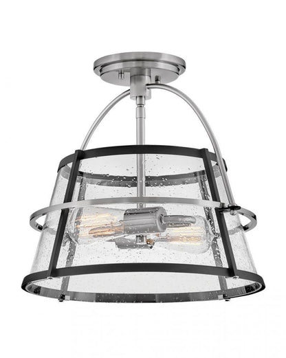 Hinkley Tournon Medium Semi-Flush Mount Black, Brushed Nickel