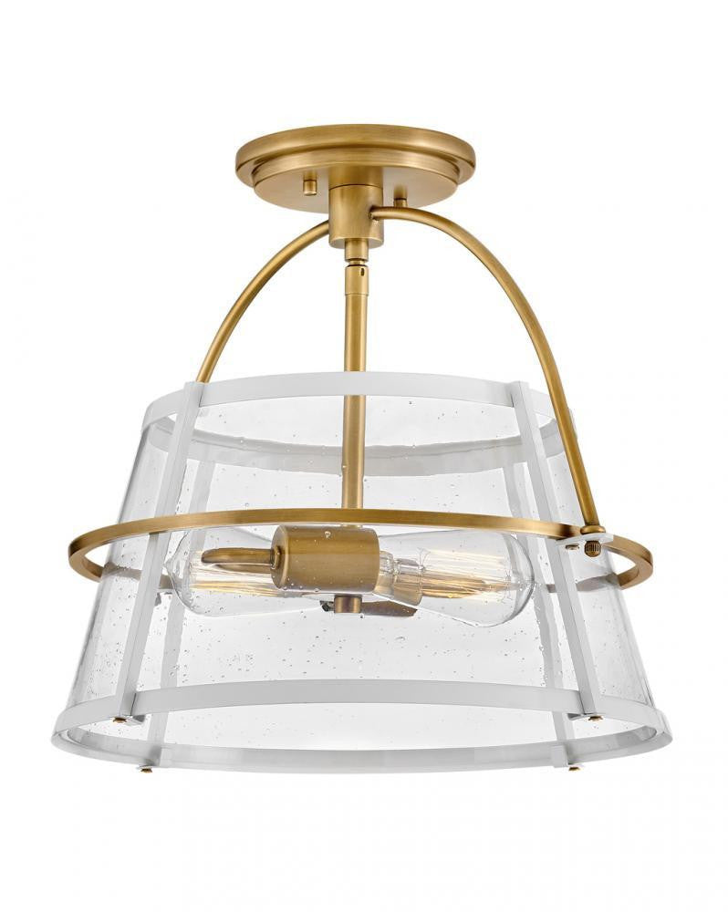 Hinkley Tournon Medium Semi-Flush Mount Heritage Brass with Polished White