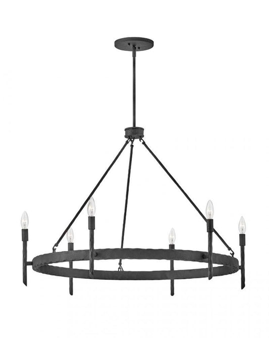 Hinkley Tress Candle Chandelier Black, Steel, Forged Iron