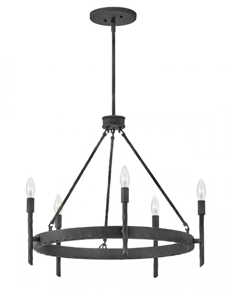 Hinkley Tress Medium Single Tier Pendant Black, Steel, Forged Iron