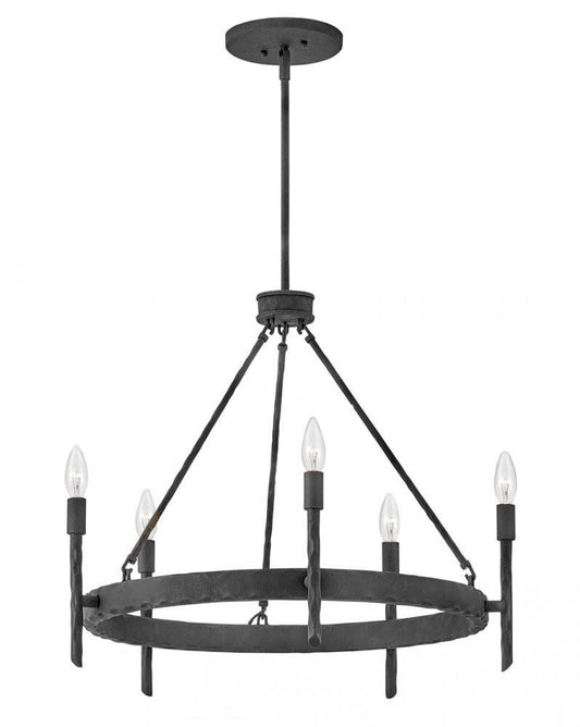 Hinkley Tress Medium Single Tier Pendant Black, Steel, Forged Iron