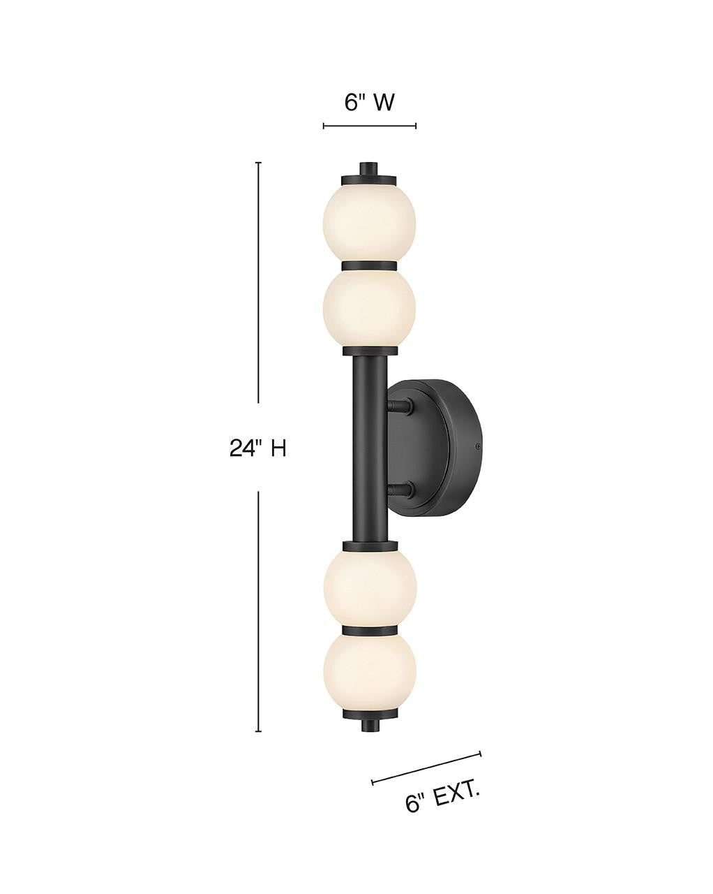 Hinkley Trigo Large LED Sconce Black 6.0"W x 24.0"H x 6.0"L