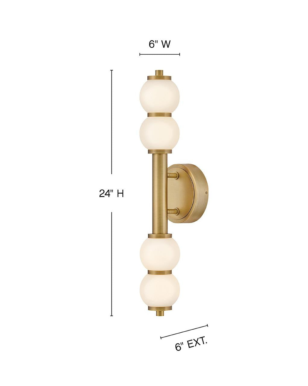 Hinkley Trigo Large LED Sconce Lacquered Brass 6.0"W x 24.0"H x 6.0"L