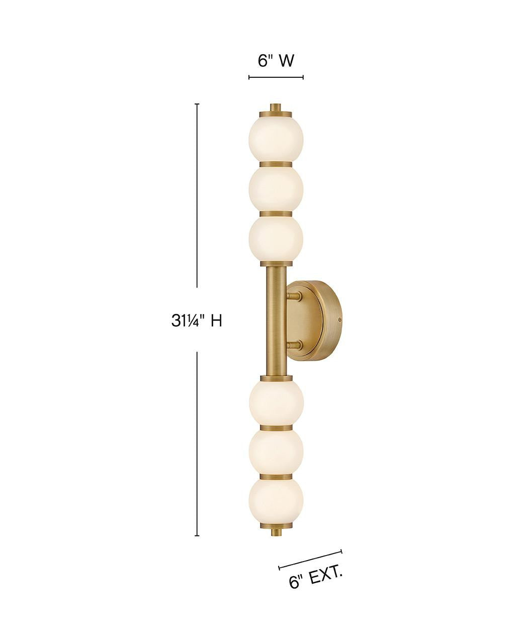 Hinkley Trigo Large LED Sconce Lacquered Brass 6.0"W x 31.25"H x 6.0"L