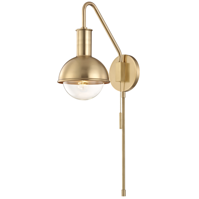 Mitzi by Hudson Valley Lighting Riley Wall Sconce With Plug Aged Brass