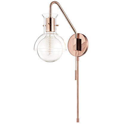 Mitzi by Hudson Valley Lighting Riley Wall Sconce with Plug Copper, Polished Copper