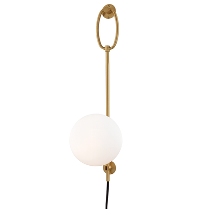 Mitzi by Hudson Valley Lighting Gina Wall Sconce with Plug Brass, Antique Brass, Aged Brass
