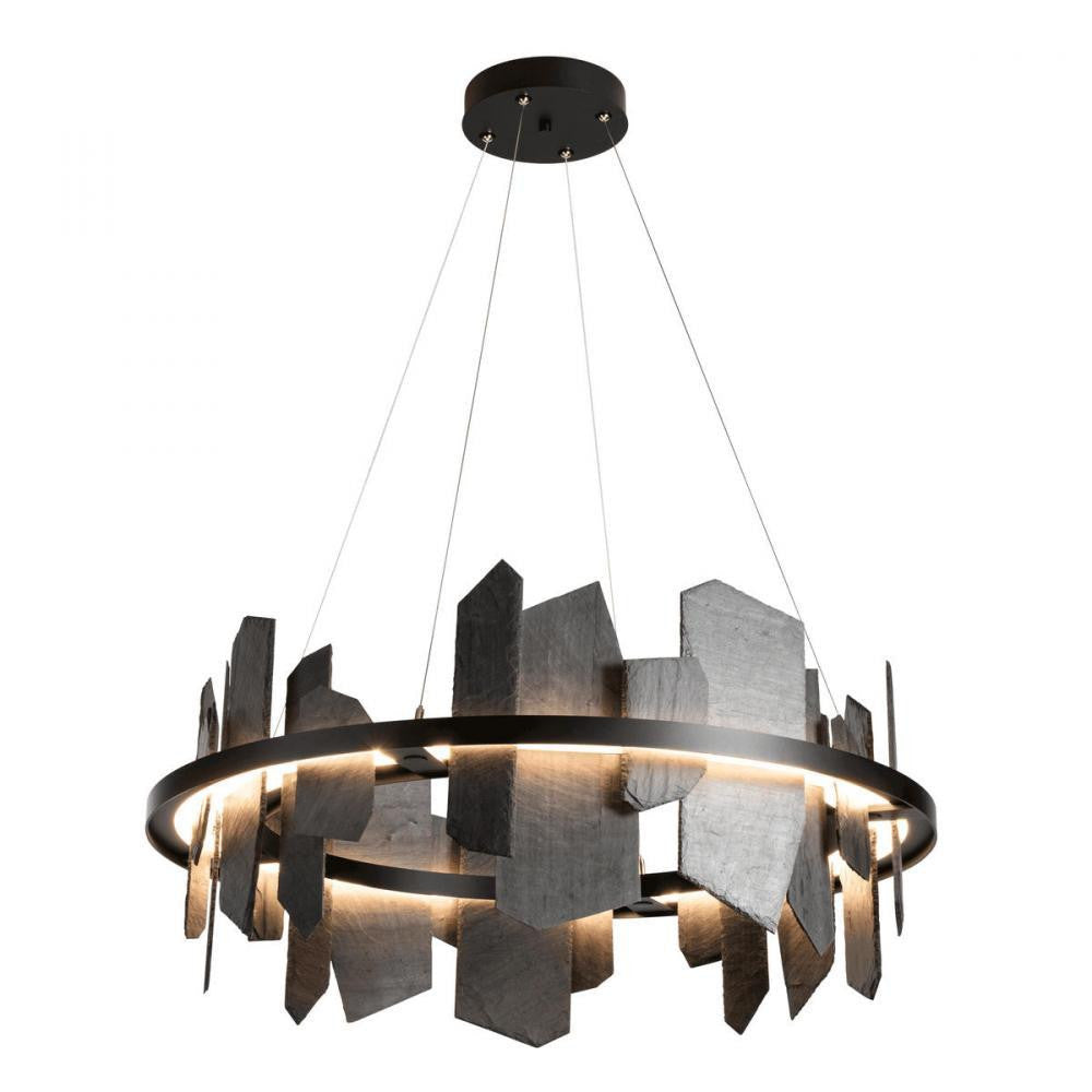 Hubbardton Forge Ardesia Pendant, 1-Light, Standard Height, LED, Black, 38"W (139665-LED-STND-10-SL 5D9RTR) Black