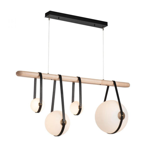 Hubbardton Forge Derby Pendant, 4-Light, Standard Height, LED, Black, Opal Glass, 15.5"W (131043-LED-STND-10-27-LK-WD-GG0702 5D3KKE)