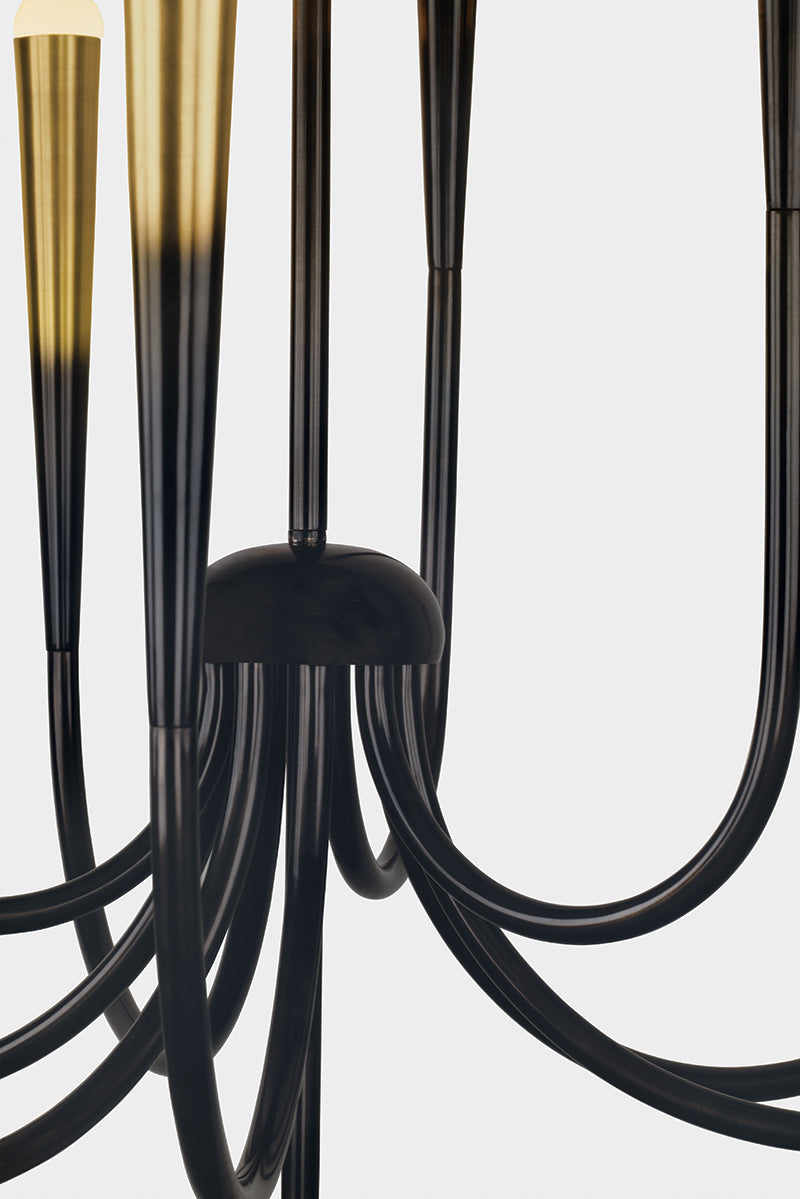 Hudson Valley Adley 9-Light Chandelier in Gradient Brass, room setting 1