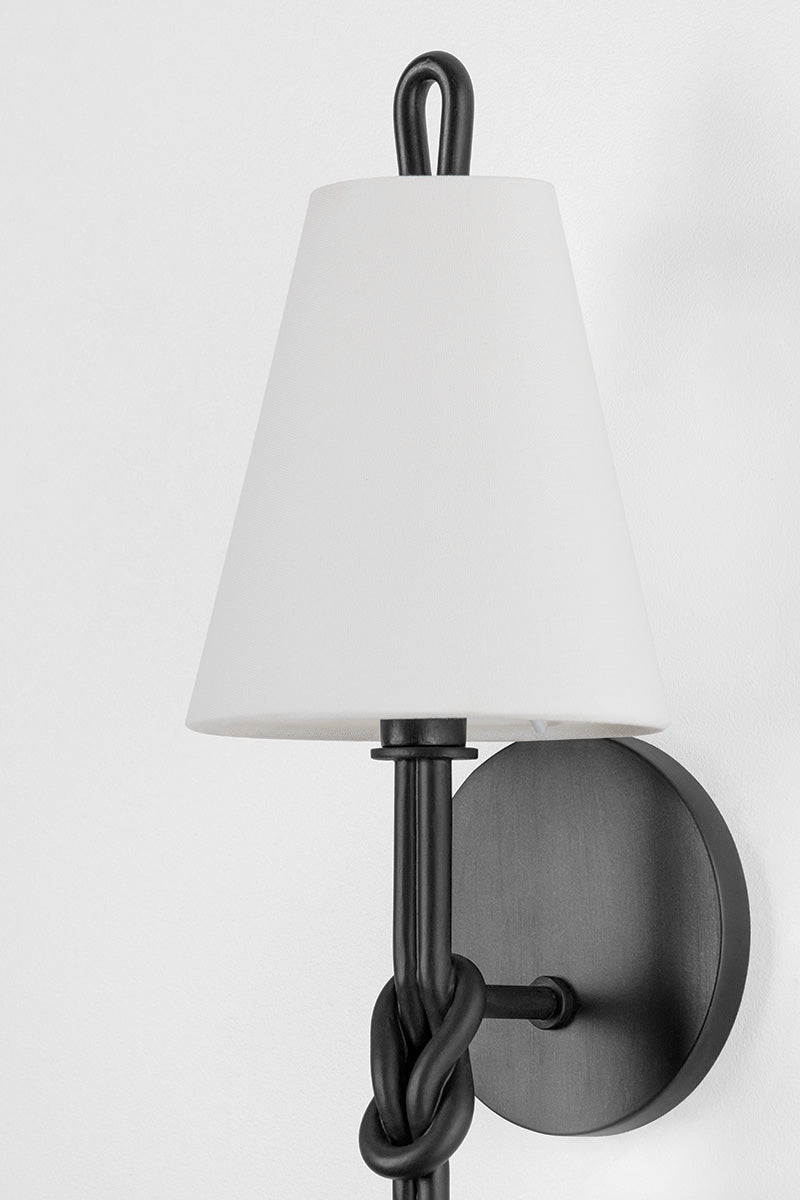 Hudson Valley Alburgh Wall Sconce in Aged Iron, room setting 1