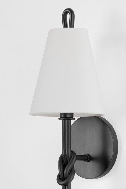 Hudson Valley Alburgh Wall Sconce in Aged Iron, room setting 1