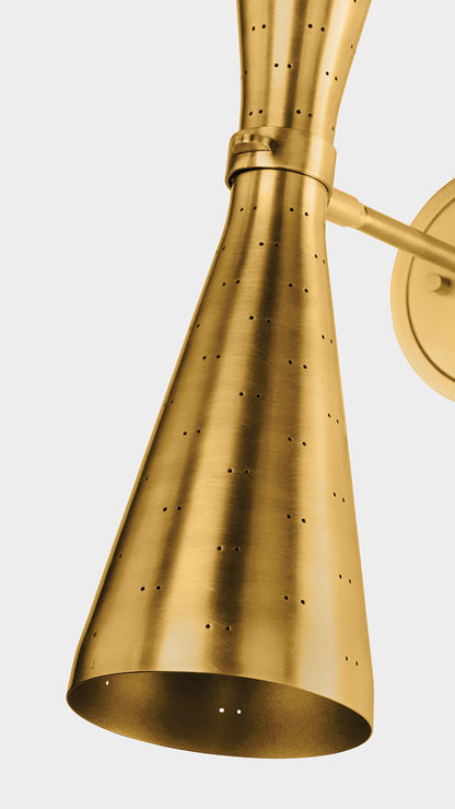 Hudson Valley Allanton 2-Light Wall Sconce Aged Brass detail view 3