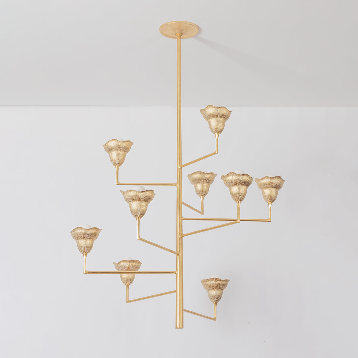 Hudson Valley Alora 9-Light Chandelier Vintage Gold Leaf detail view 1