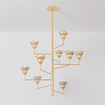 Hudson Valley Alora 9-Light Chandelier Vintage Gold Leaf detail view 2