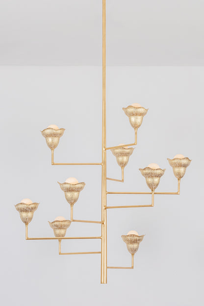 Hudson Valley Alora 9-Light Chandelier Vintage Gold Leaf detail view 3