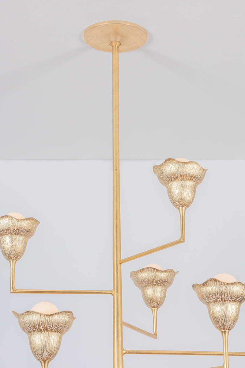Hudson Valley Alora 9-Light Chandelier Vintage Gold Leaf detail view 4