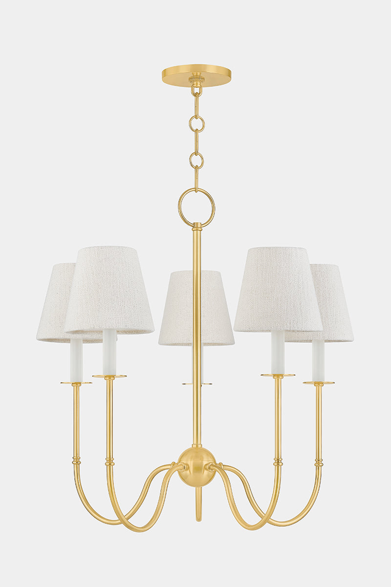 Hudson Valley Amina 5-Light Chandelier in Aged Brass, room setting 1