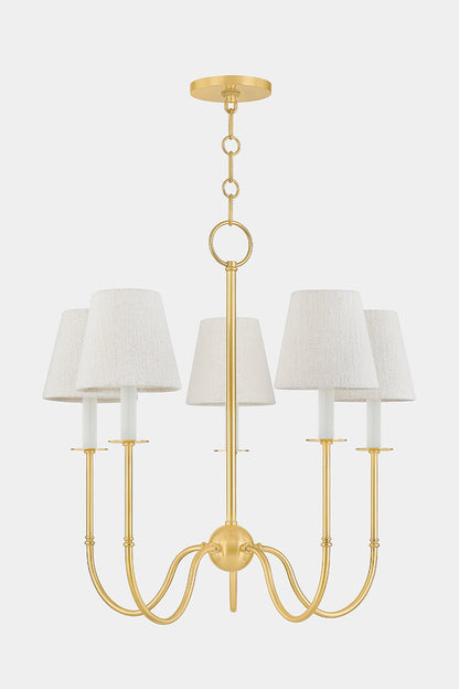 Hudson Valley Amina 5-Light Chandelier in Aged Brass, room setting 1