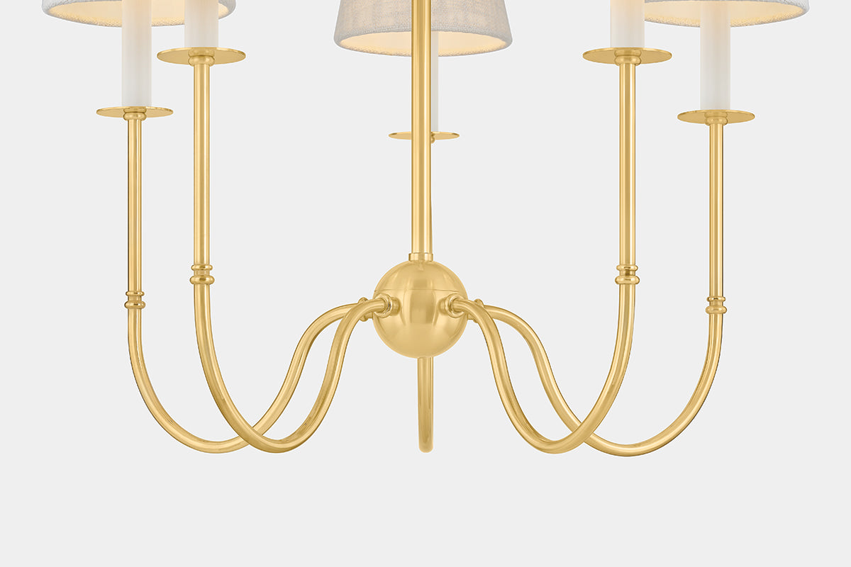 Hudson Valley Amina 5-Light Chandelier in Aged Brass, room setting 2