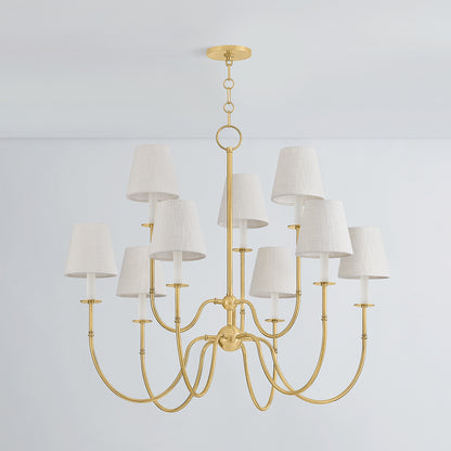 Hudson Valley Amina 9-Light Chandelier in Aged Brass, alternate view 1