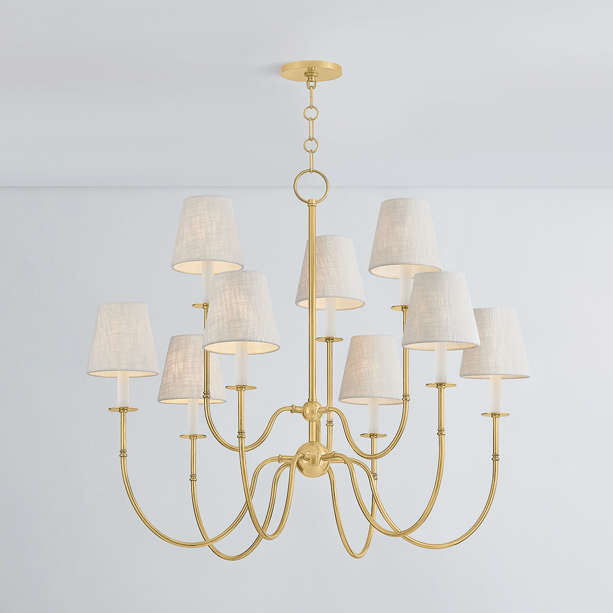 Hudson Valley Amina 9-Light Chandelier in Aged Brass, alternate view 2