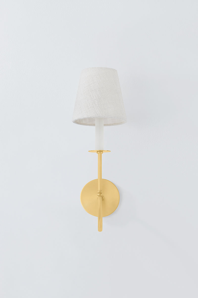 Hudson Valley Amina Wall Sconce in Aged Brass, room setting 1