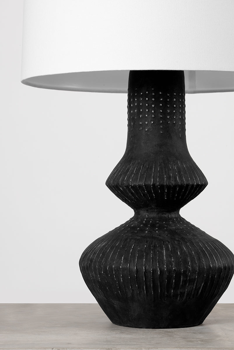 Hudson Valley Ancram Table Lamp in Vintage Gold Leaf / Ceramic Totem Black, room setting 2